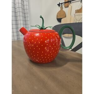 Vintage COPCO Enamelware STRAWBERRY Shaped WHISTLING TEA KETTLE Stove Top
